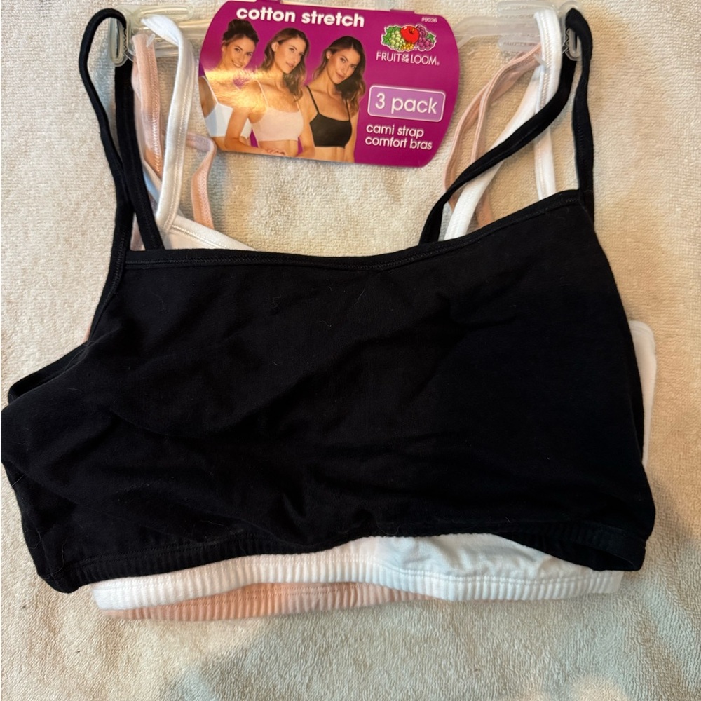 Set of three fruit of loom cami bras new with tags